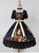 Song Of Time Black Lace-up Retro Classic Lolita Short Sleeve Dress