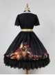 Song Of Time Black Lace-up Retro Classic Lolita Short Sleeve Dress