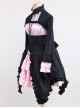 Cotton Black And Pink Sweet Lolita Long Sleeve Maid Dress