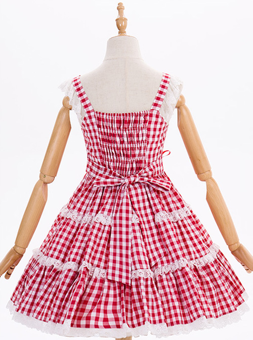 Chiffon Lace Plaid Classic Lolita Sling Dress