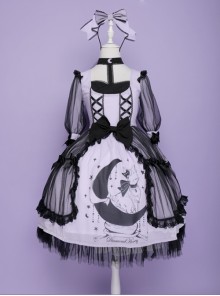 Star Moon Cat Series Sweet Lolita Half Sleeve Dress