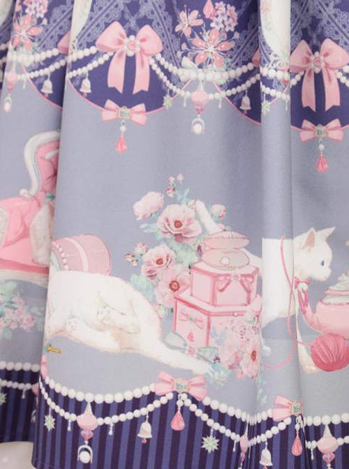 Aristocratic Cat Printing Bowknot Classic Lolita Sling Dress