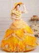 Yellow Satin Lace Lolita Prom Dress