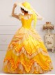 Yellow Satin Lace Lolita Prom Dress