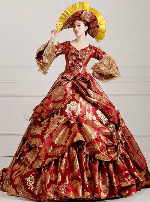 Red Trailing Style Gorgeous Lolita Prom Dress