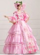 Palace Style Pink Flower Embroidery Lolita Prom Dress