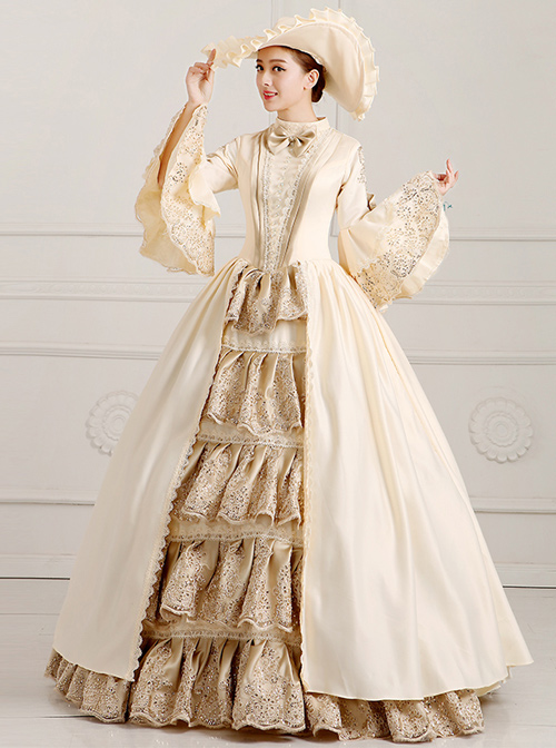 Solemn And Elegant Palace Style Stage Costume Champagne Lolita Prom Dress