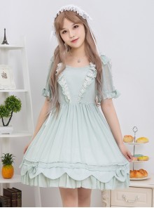 Concise Lace Ruffles Classic Lolita Short Sleeve Dress