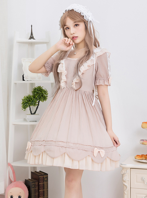 Concise Lace Ruffles Classic Lolita Short Sleeve Dress