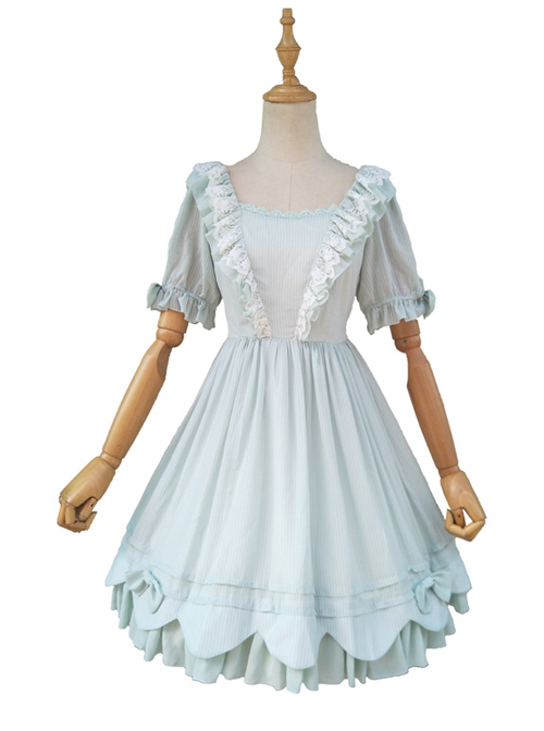 Concise Lace Ruffles Classic Lolita Short Sleeve Dress