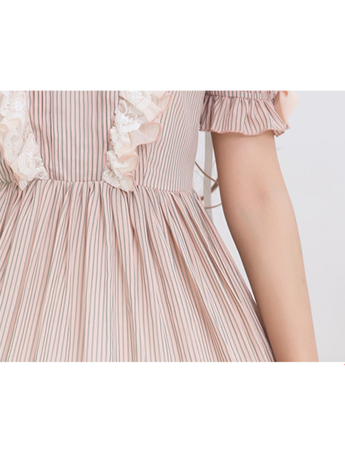Concise Lace Ruffles Classic Lolita Short Sleeve Dress