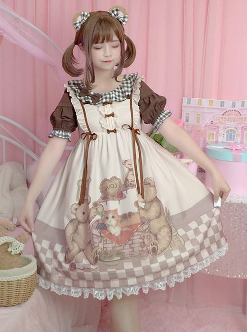 Vintage Teddy Bear Sweet Lolita Sleeveless Dress