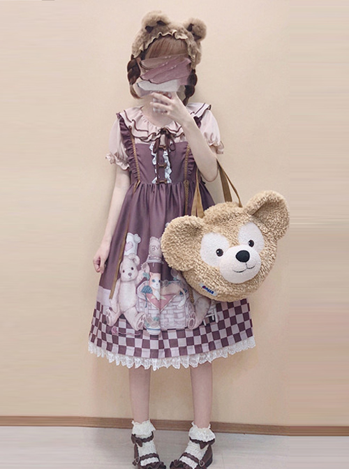 Vintage Teddy Bear Sweet Lolita Sleeveless Dress