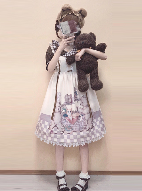 Vintage Teddy Bear Sweet Lolita Sleeveless Dress