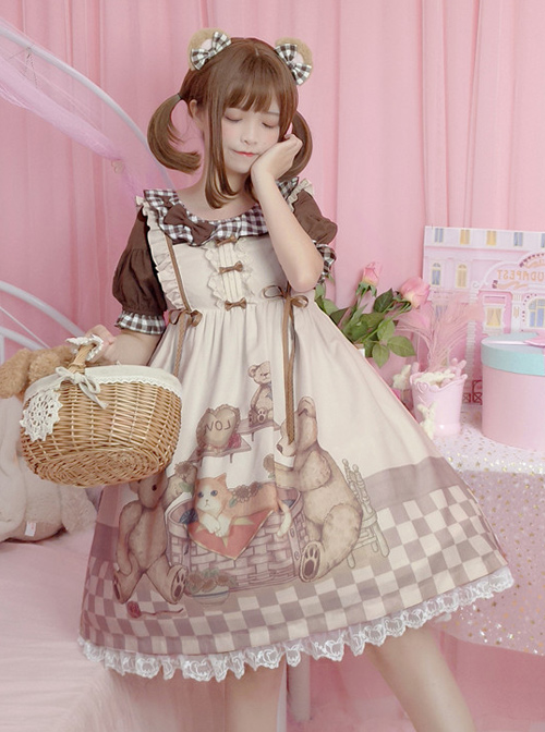 Vintage Teddy Bear Sweet Lolita Sleeveless Dress