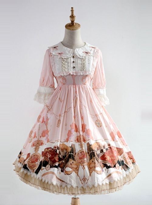 Elegant Printing Doll Collar Classic Lolita Short Sleeve Dress