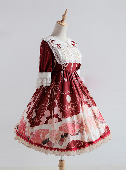Elegant Printing Doll Collar Classic Lolita Short Sleeve Dress