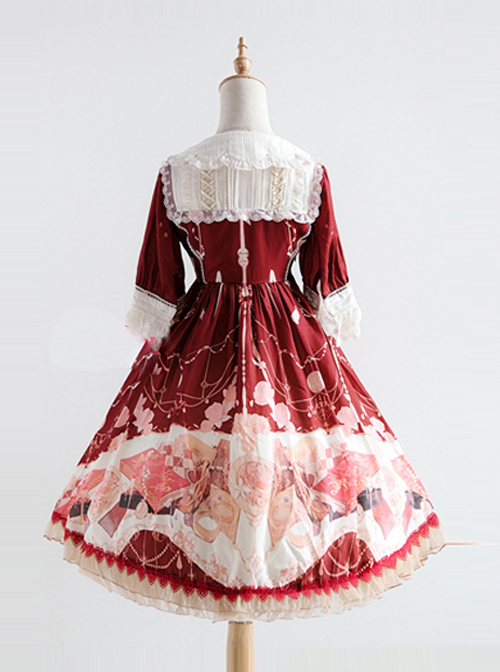 Elegant Printing Doll Collar Classic Lolita Short Sleeve Dress