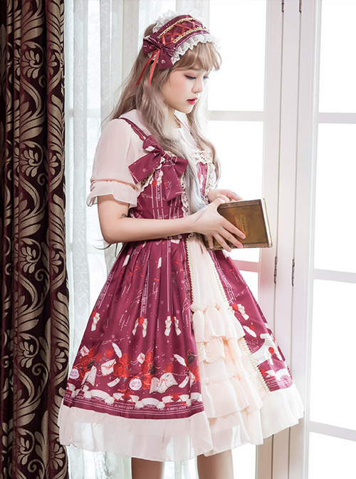 Rose Letter Paper Series Classic Lolita Sling Dress