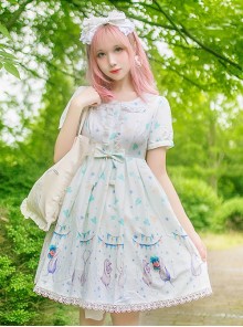 Cute Lop-eared Rabbit Printing Sweet Lolita Short Sleeve Dress