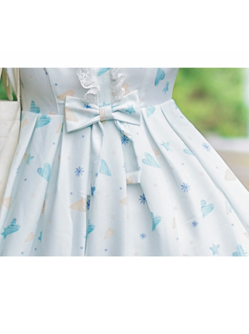 Cute Lop-eared Rabbit Printing Sweet Lolita Short Sleeve Dress