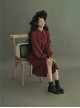 Pointed Collar Retro Puff Sleeves Long Shirt Dress