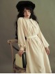 Pointed Collar Retro Puff Sleeves Long Shirt Dress