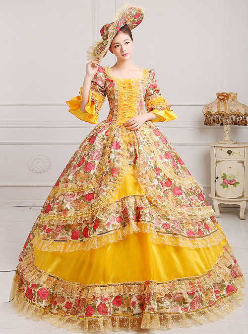 Palace Style Polychromatic Retro Lolita Prom Dress