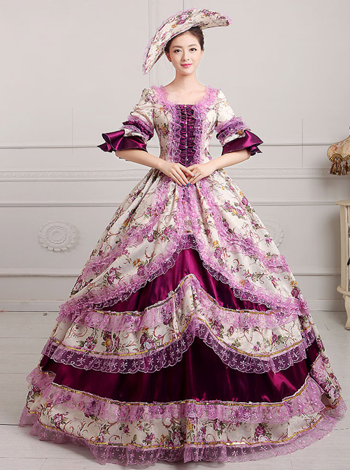 Palace Style Polychromatic Retro Lolita Prom Dress