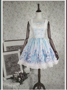 Bunny Alice printing Chiffon Lolita Sleeveless Dress Version I