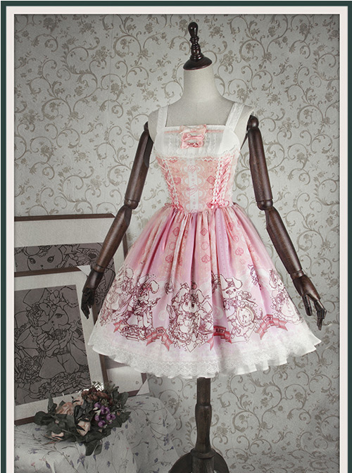 Bunny Alice printing Chiffon Lolita Sleeveless Dress Version I