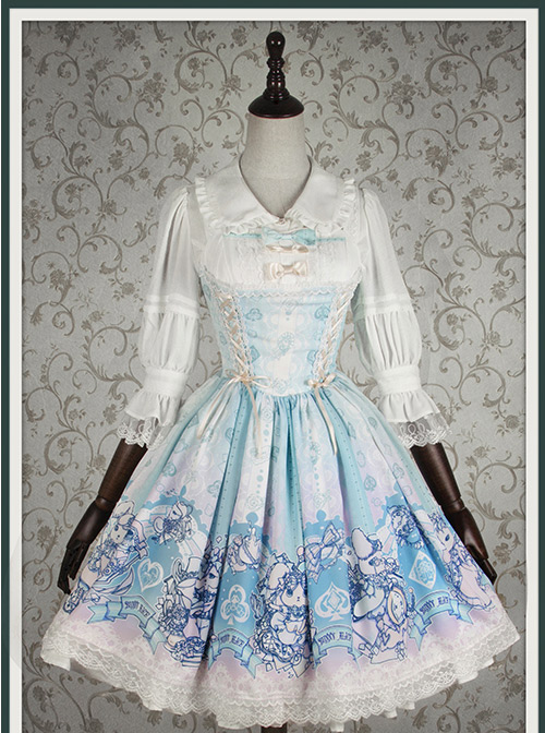 Bunny Alice printing Chiffon Lolita Sleeveless Dress Version I