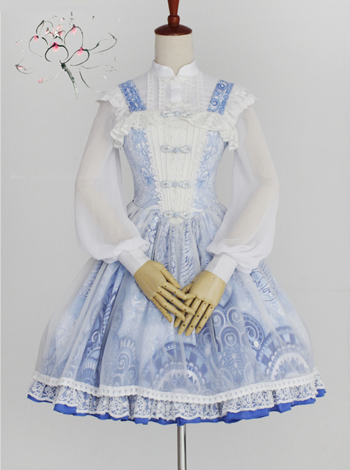 Chinese Style Embroidery Lace Qi Lolita Sleeveless Dress