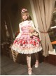 Magic Tea Party Strawberry Chocolate Series High Waist Printing Sweet Lolita Sling Dress