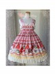 Magic Tea Party Strawberry Chocolate Series High Waist Printing Sweet Lolita Sling Dress