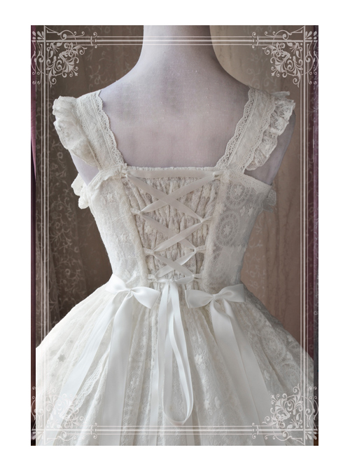 Magic Tea Party Alina Series White Lace Embroidery Classic Lolita Sling Dress