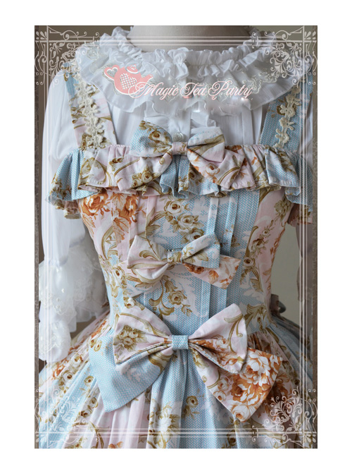 Magic Tea Party Veronica Series Light Blue Elegance Printing Classic Lolita Sling Dress