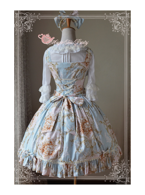 Magic Tea Party Veronica Series Light Blue Elegance Printing Classic Lolita Sling Dress