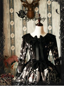 Magic Tea Party Seven Crimes Series Printing Trumpet Sleeve Classic Lolita Dress