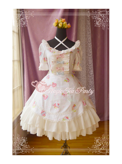 Magic Tea Party Sweet Cake Party Series Cute Printing Short Sleeve Sweet Lolita Dress