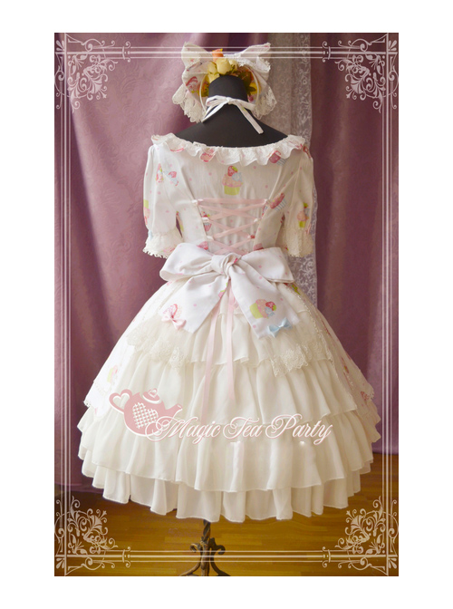 Magic Tea Party Sweet Cake Party Series Cute Printing Short Sleeve Sweet Lolita Dress