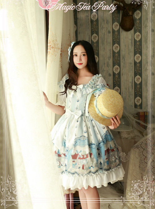 Magic Tea Party Bremen Town's Musician Series Fake Two Pieces Short Sleeve Classic Lolita Dress