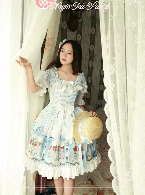 Magic Tea Party Bremen Town's Musician Series Fake Two Pieces Short Sleeve Classic Lolita Dress