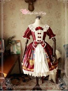 Magic Tea Party Beauty And Beast Series Printing Short Sleeve Sweet Lolita Dress