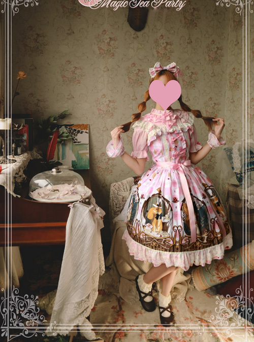 Magic Tea Party The Squirrel Couple's Afternoon Series Printing Sweet Lolita Sling Dress