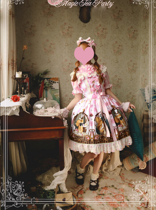 Magic Tea Party The Squirrel Couple's Afternoon Series Printing Sweet Lolita Sling Dress