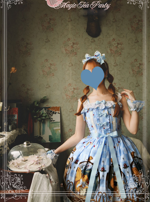 Magic Tea Party The Squirrel Couple's Afternoon Series Printing Sweet Lolita Sling Dress