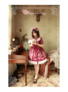 Magic Tea Party Flower Fairy Series Printing Classic Lolita Half Sleeve Dress