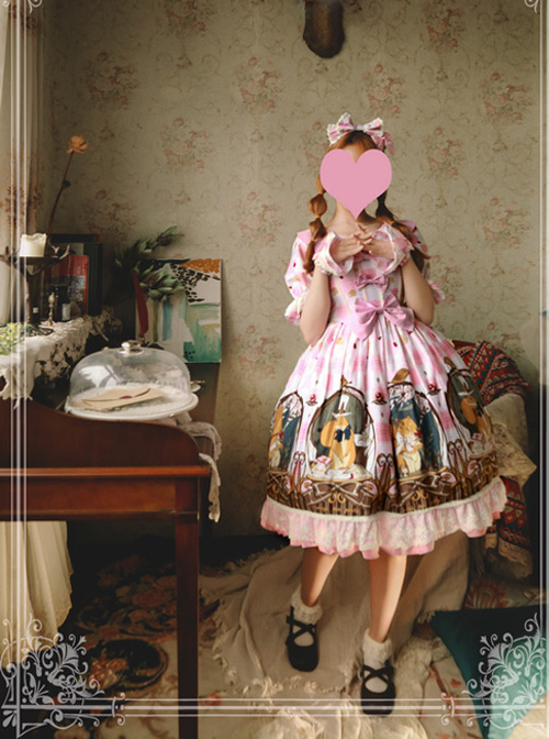 Magic Tea Party The Squirrel Couple's Afternoon Series Printing Short Sleeve Sweet Lolita Dress