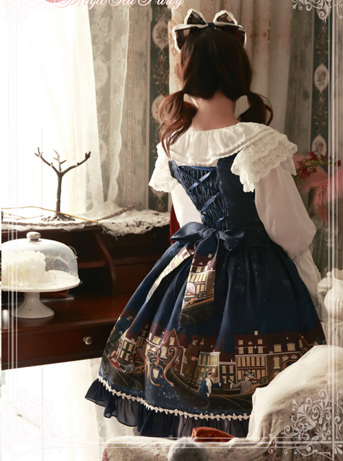Magic Tea Party Gondola Series Printing Sweet Lolita Sling Dress